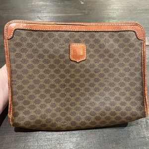 Celine Brown Vintage Macadam Triomphe Toiletry Pouch